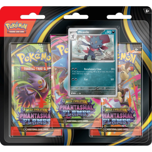 Pokémon TCG: Mega Evolution Phantasmal Flames 3-Pack Blister – Weavile